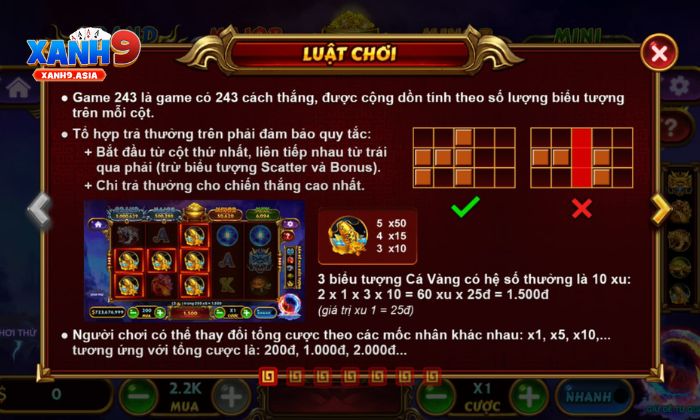 kho báu tứ linh Xanh9 Nguyên tắc chơi Kho Báu Tứ Linh Xanh9