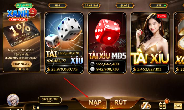 Nạp tiền Xanh9 Nạp tiền Xanh9 để được tham gia cá cược tại cổng game